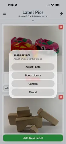 Image action menu