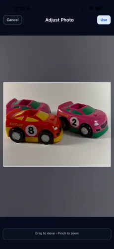 Photo adjustment screen